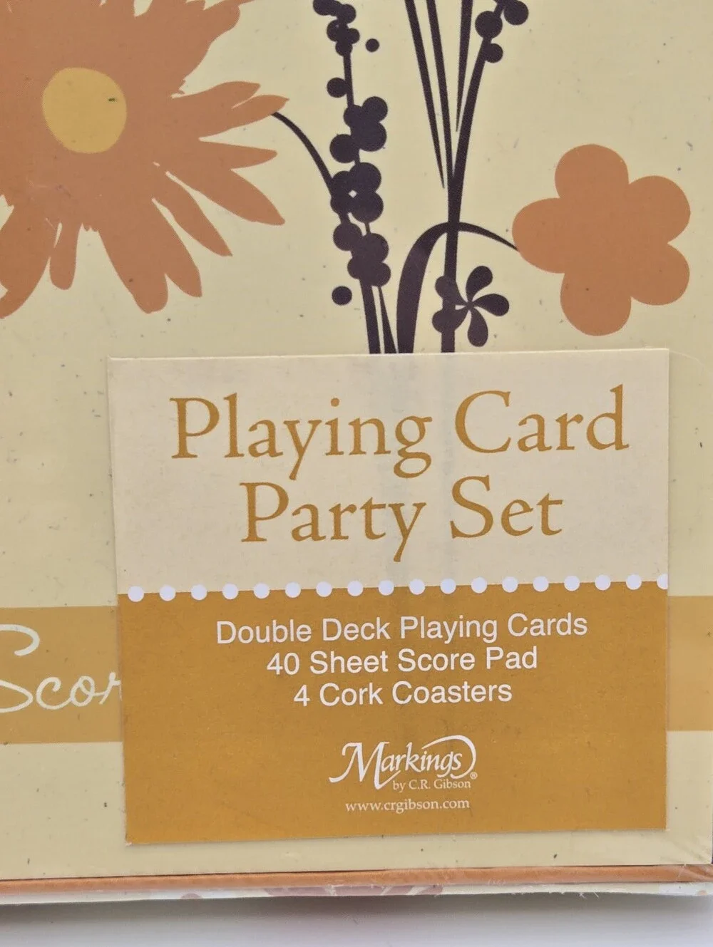 NEW C.R. Gibson Markings Playing Card Part Set Yellow Orange Retro Floral Print